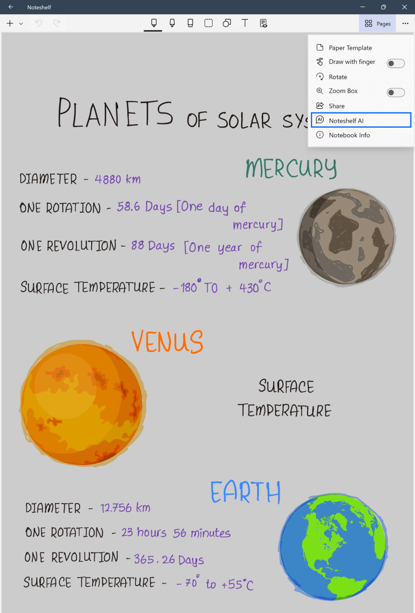 Noteshelf, Note-taking app